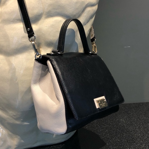 Kate Spade Laurel Magnolia Park Black & Tan pebbled leather EUC - Picture 2 of 12